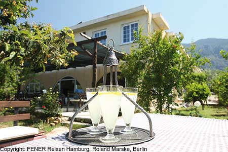 Traditionelle Limonade im Garten des Lapida Garden Hotels in Lapta in Nordzypern