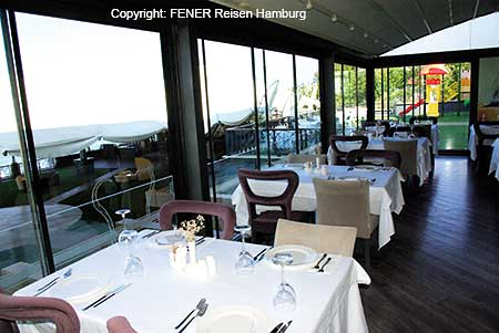 Das Innenrestaurant des Hotel Atik in &Uuml;nye an der T&uuml;rkischen Schwarzmeerk&uuml;ste